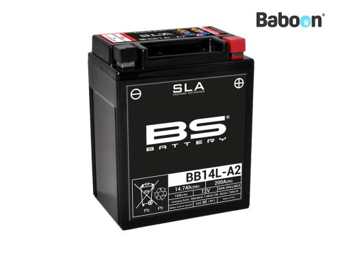 BS Battery Accu AGM BB14L-A2 (YB14L-A2) SLA Onderhoudsvrij fabriek geactiveerd