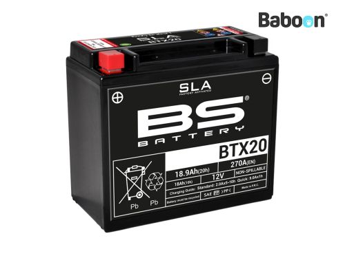 BS Battery Accu AGM BTX20 (YTX20) SLA Onderhoudsvrij fabriek geactiveerd