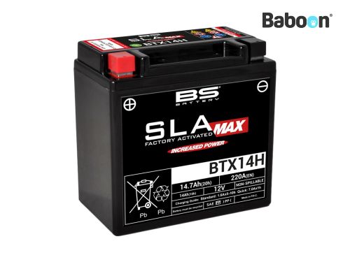 BS Battery Accu AGM BTX14H (YTX14H) SLA Max Onderhoudsvrij fabriek geactiveerd